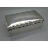 A silver cigarette box, with inscription 'HMS Satyr, From EMP 2nd Feby. 1917', Walker & Hall,