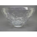 A large heavy signed Kosta art glass bowl by Vicke Lindstrand, marked LS659, 14cm x 24cm