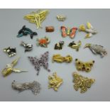 Animal and bird brooches