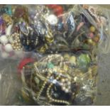 Two bags of costume jewellery