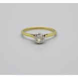 An 18ct gold and diamond solitaire ring, 1.7g, O