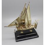 A continental silver model sailing ship, marked 917, width of base 103mm