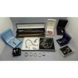 Silver jewellery, boxed