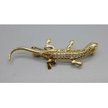 An 18ct gold lizard brooch, 3.6g, 5cm