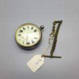 A silver Improved Patent pocket watch and key, lacking loop