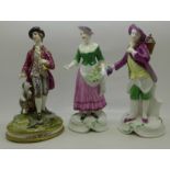 Two Spode Chelsea figures, No.5 and No.6 and a continental figure
