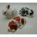 Three Royal Crown Derby paperweights, all exclusive to the Collectors Guild, Misty Kitten, Puppy and