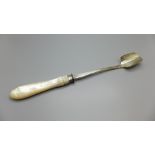A silver and mother of pearl cheese scoop, London 1817, William Knight II