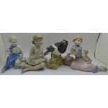 A Nao, Nadal and one other figure and a Beswick magpie