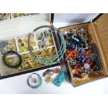 Two boxes of costume jewellery