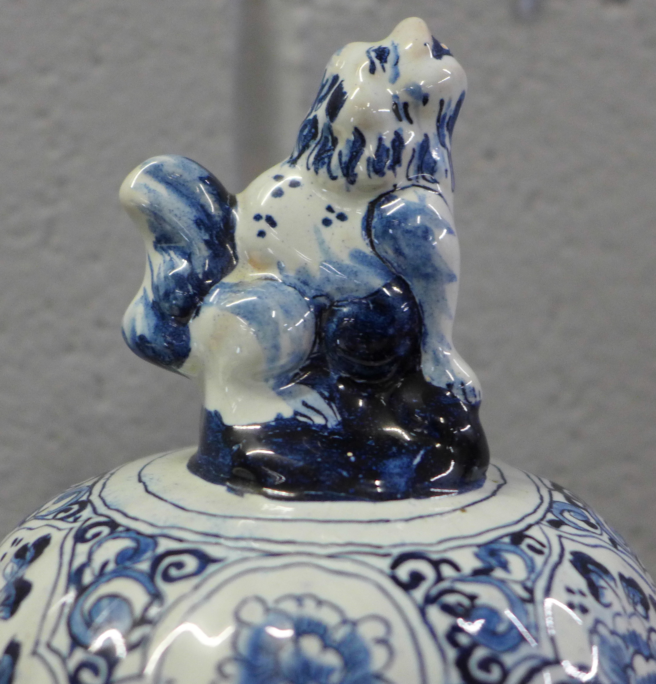 A Delft blue and white lidded jar, 44cm - Image 3 of 14