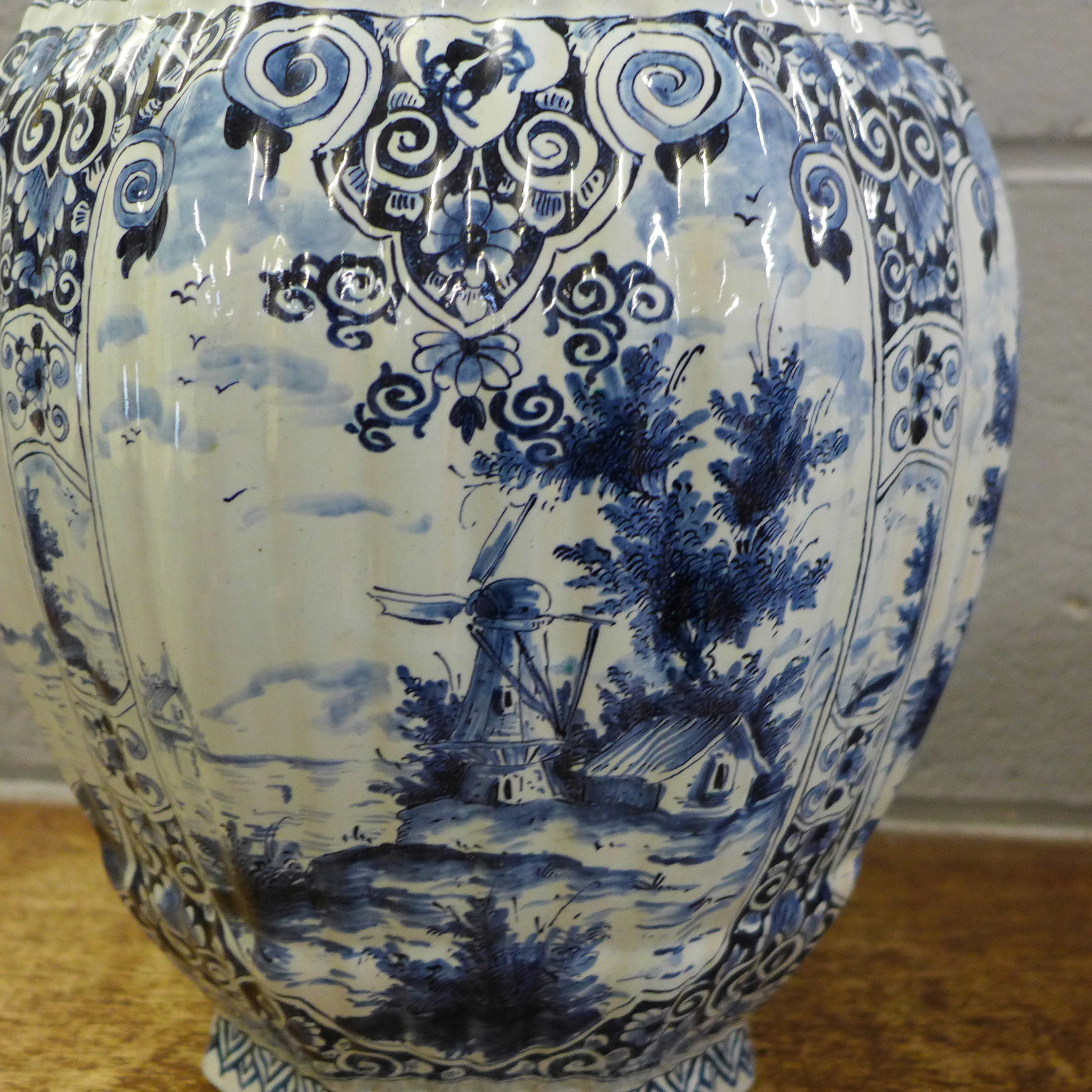 A Delft blue and white lidded jar, 44cm - Image 7 of 14