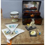 An oriental lacquered jewellery box, tea set, fans, Noritake bowl, etc.**PLEASE NOTE THIS LOT IS NOT