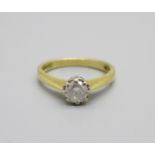 An 18ct gold and diamond solitaire ring, 0.50ct diamond weight marked on the shank, 4.2g, O