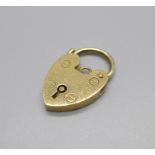 A 9ct gold bracelet padlock fastener, 3.3g