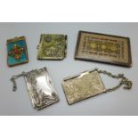 Five notepads including Art Nouveau and one depicting the Brandenburg gate, (inlaid one a/f)