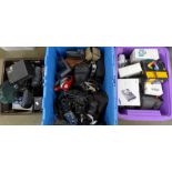 Three boxes of cameras and equipment, etc.**PLEASE NOTE THIS LOT IS NOT ELIGIBLE FOR POSTING AND