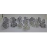 Nine large and five small glass cabinet knobs