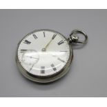 A silver cased pocket watch, London 1877