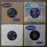 Four rare 7" singles; Drifters, Jerry Reed, Dell-Vikings and The Gladiolas