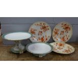A 19th Century porcelain sweetmeat footed dish and one other, retailer John Mortlock, Oxford St.,