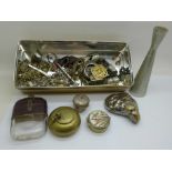 A pair of WMF olive nips, trinket boxes, jewellery, etc.