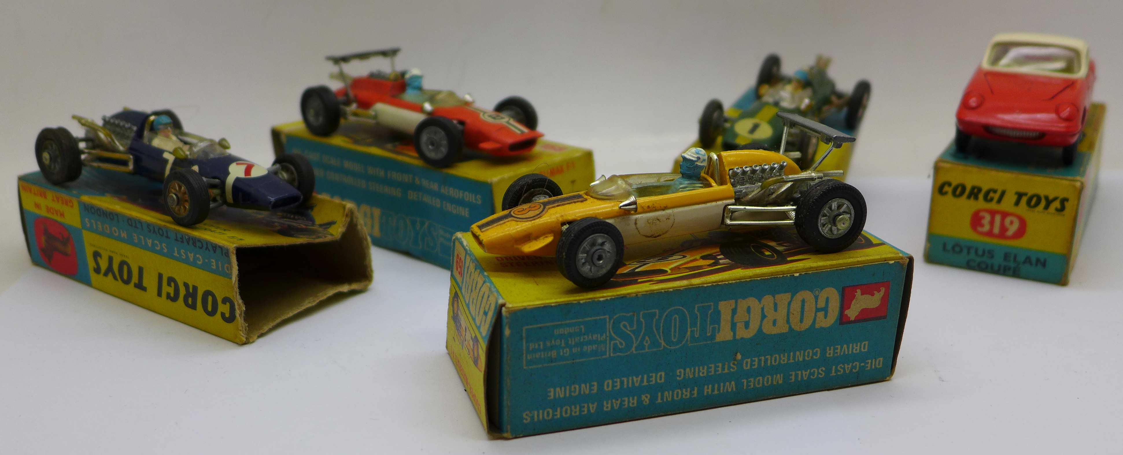 Five Corgi Toys die-cast Formula 1 cars and sports cars, in original boxes, circa 1970's - Image 2 of 10