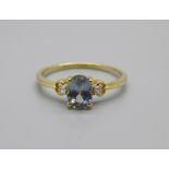 A 9ct gold, tanzanite and zircon ring, with certificate, 1.5g, Q