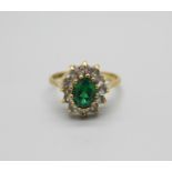 A 9ct gold cluster ring set with chrome diopside, 2.1g, K