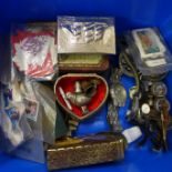 Assorted watches, boxes, commemorative spoons, etc.