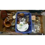 Four boxes of assorted china, glass, plated ware, etc.**PLEASE NOTE THIS LOT IS NOT ELIGIBLE FOR