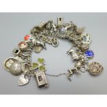A silver charm bracelet, 93g
