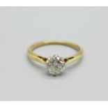 An 18ct gold, diamond solitaire ring, approximately 0.85ct diamond weight, 2.4g, O