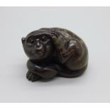 A signed Japanese monkey netsuke