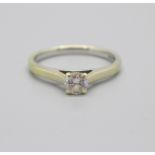 A 9ct gold, diamond solitaire ring, 2.3g, O