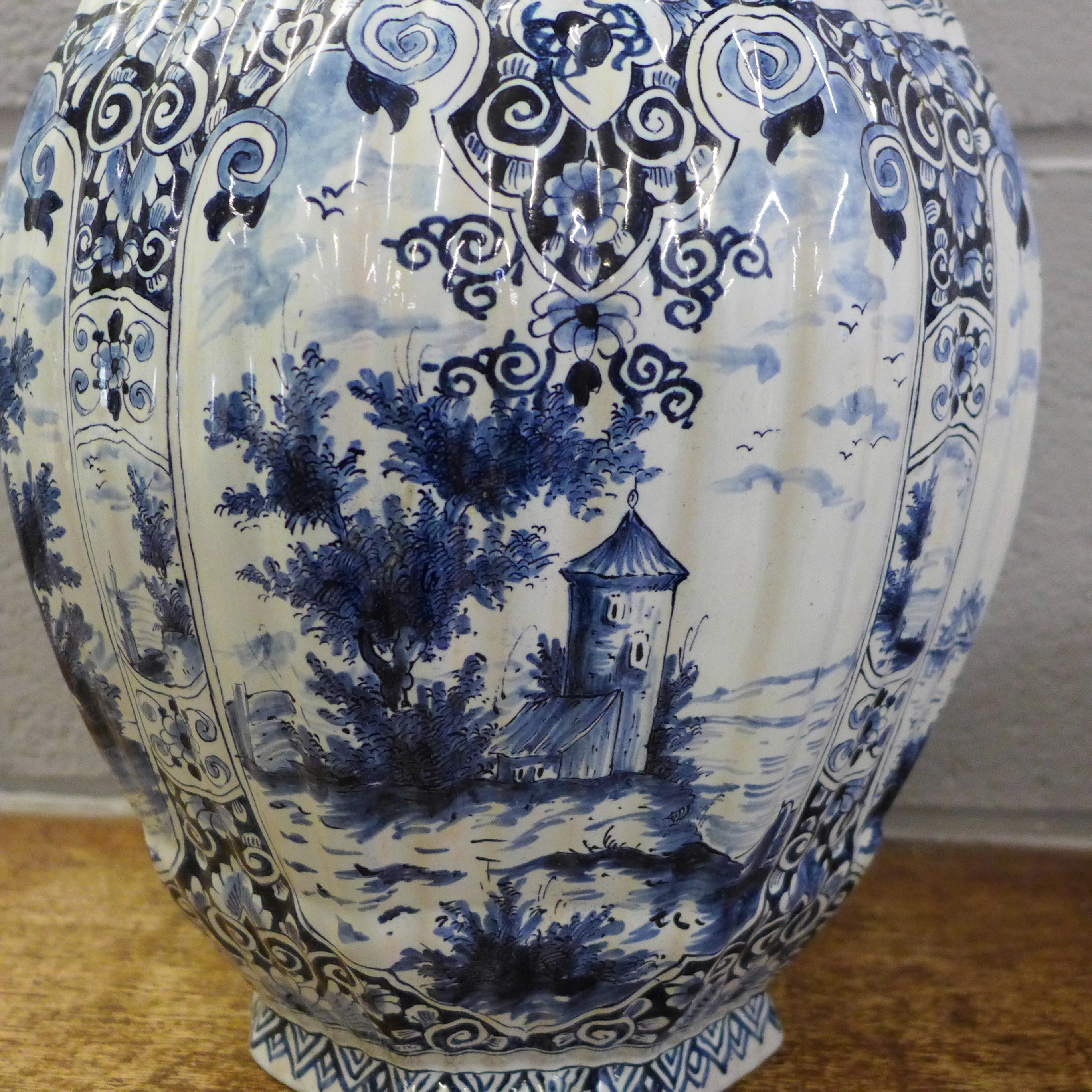 A Delft blue and white lidded jar, 44cm - Image 6 of 14