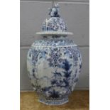 A Delft blue and white lidded jar, 44cm