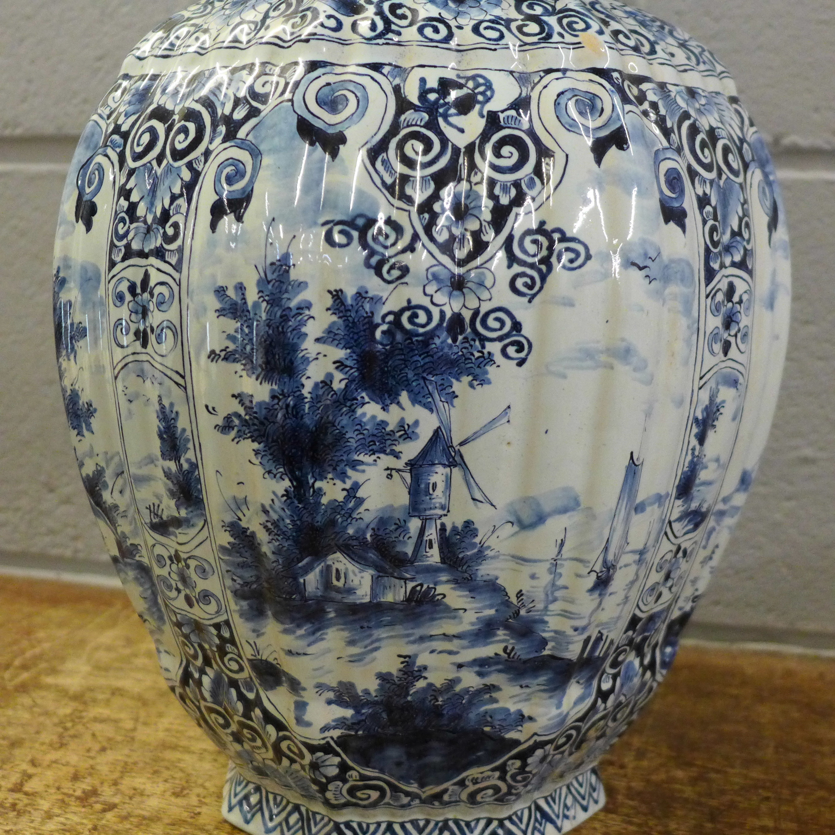 A Delft blue and white lidded jar, 44cm - Image 9 of 14