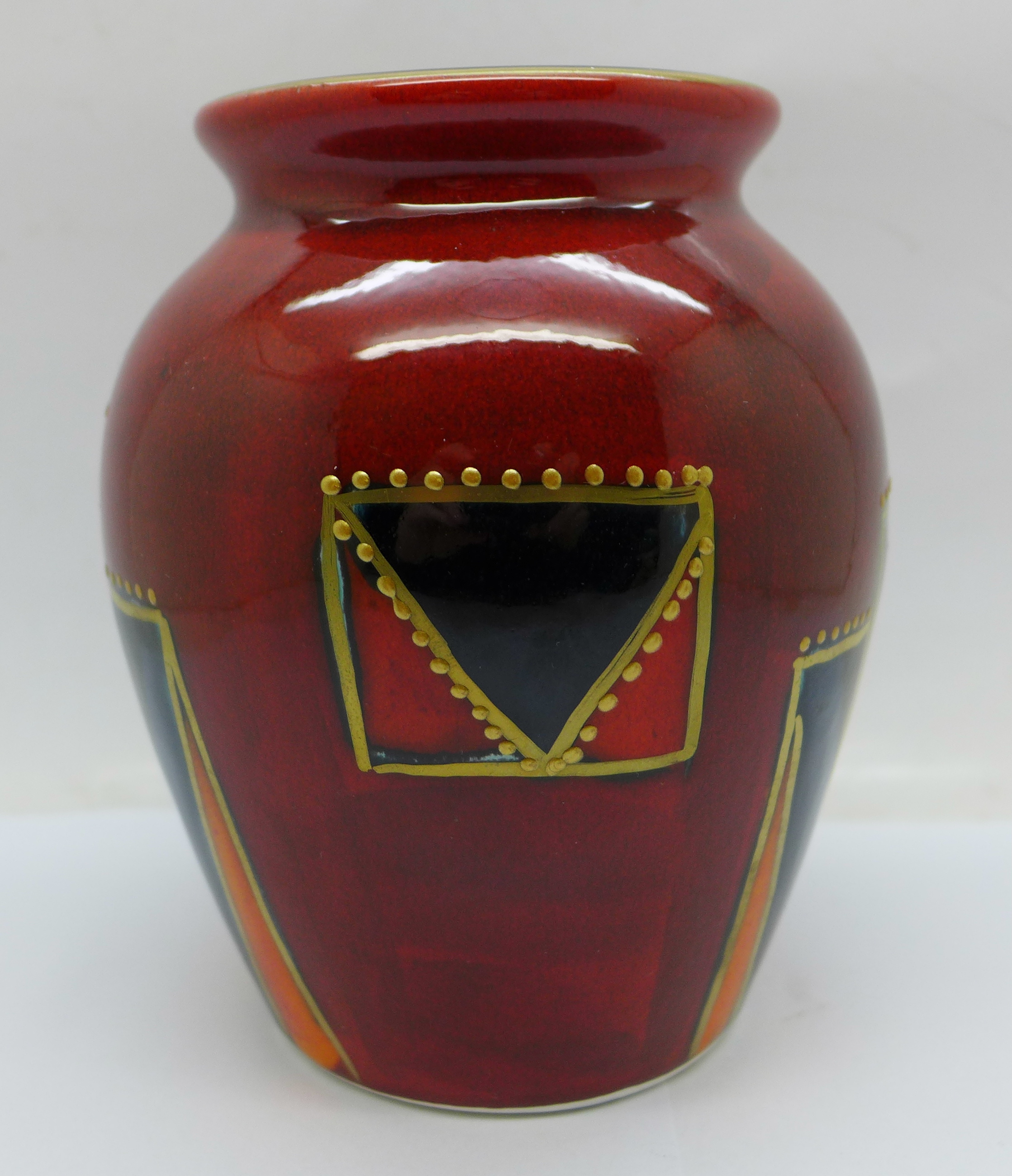 An Anita Harris art pottery vase, hand painted Ali Baba shape in the Deco design, signed by Anita - Image 3 of 8