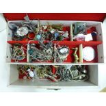 A jewellery box and costume jewellery, etc.