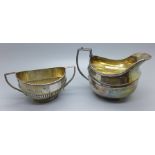 A silver jug and a silver sugar bowl, 193g