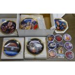 Five Hamilton Star Trek Collection plates, boxed, and other Star Trek plates