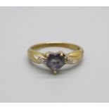 A 9ct gold, mystic topaz and diamond ring, 2.1g, P