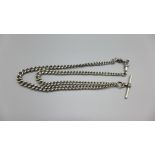 A silver double Albert watch chain, each graduated link marked, 56g