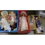 A collection of dolls including three porcelain**PLEASE NOTE THIS LOT IS NOT ELIGIBLE FOR POSTING