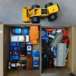 A collection of die-cast model vehicles including Dinky, Corgi, Britains and Lone Star, and a