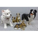 Four Leonardo Collection dog figures, Westie, Collie, Boxer and Alsatians**PLEASE NOTE THIS LOT IS