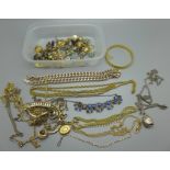 A collection of costume jewellery and earrings