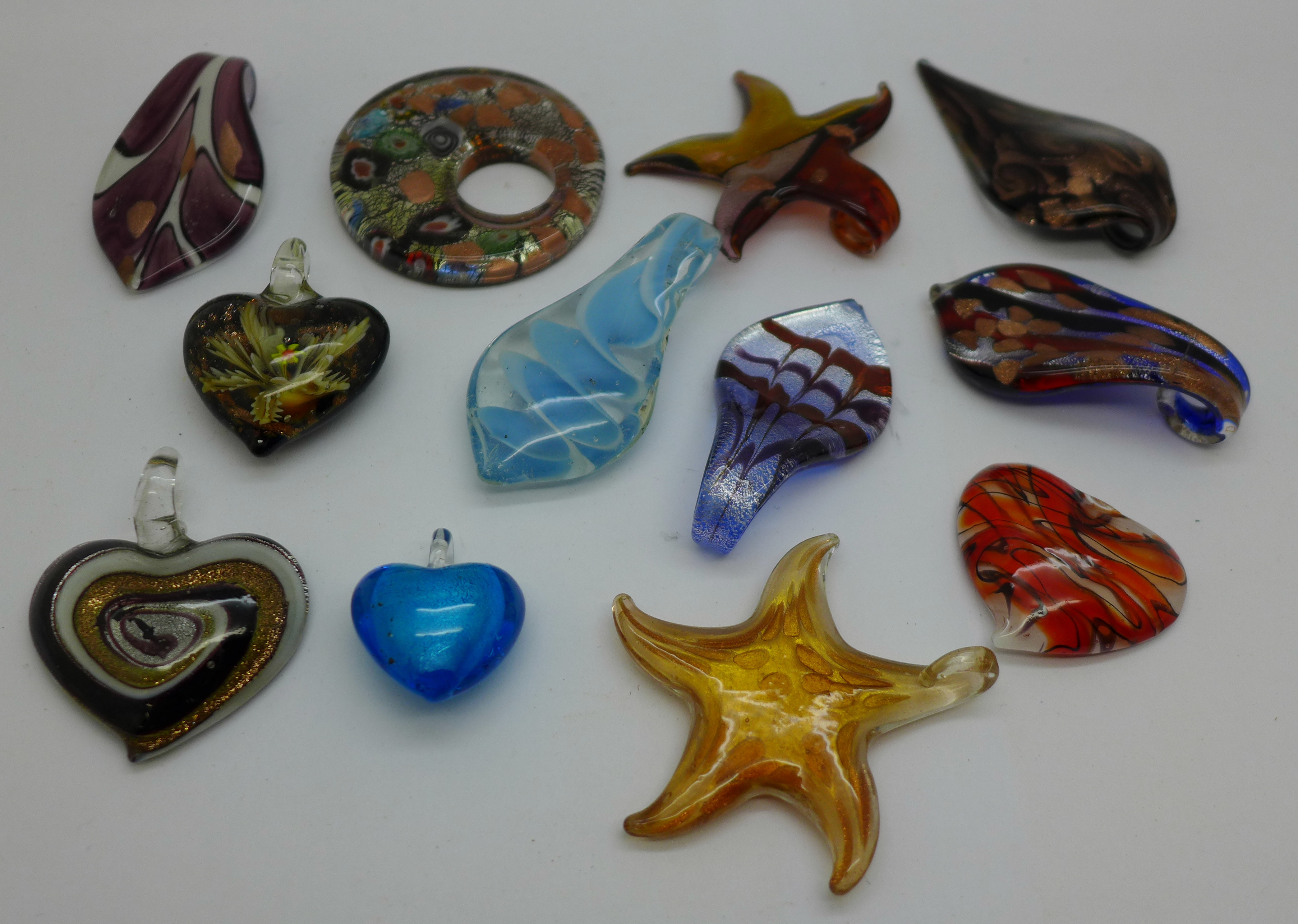 A collection of glass pendants