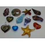 A collection of glass pendants